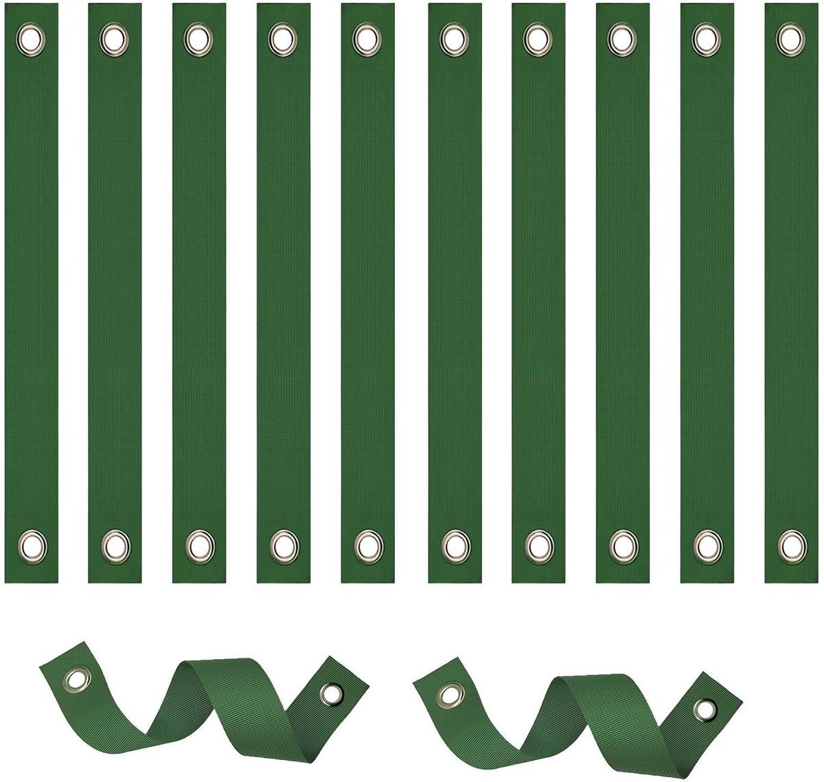 Dailygoods- Boomsteunriemen 12 Stuks - Zware Groene Nylon - Verstelbare Weerbestendige Banden - Doorvoergaten - Flexibel en Duurzaam - Ondersteuning voor Bomen - Plantenbanden