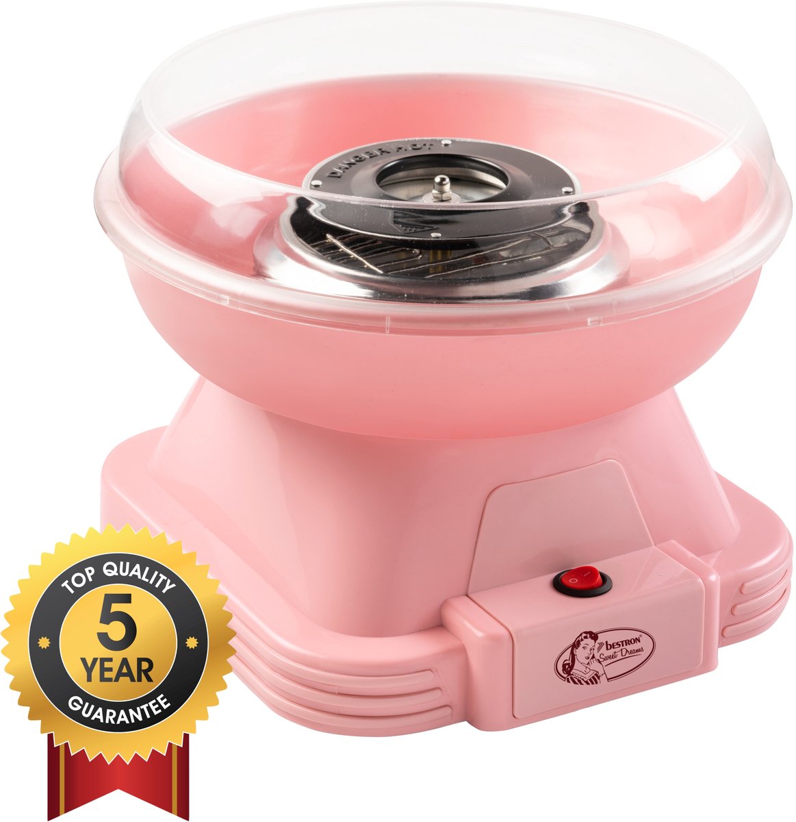 Bestron Suikerspinmachines - ACCM400P - Cotton Candy - Incl. 10 stokjes & maatlepel - Roze