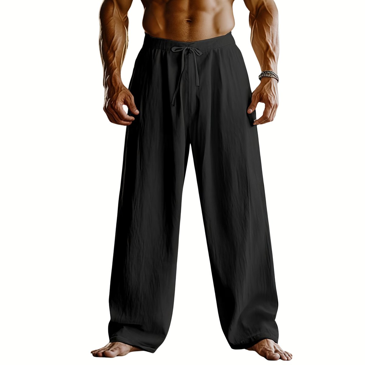 Currero Linnen Broek Heren - Zomerbroek - Volwassenen - Lange Broek - Pantalon - Strandbroek - Zomer - Ibiza Stijl - Zwart M