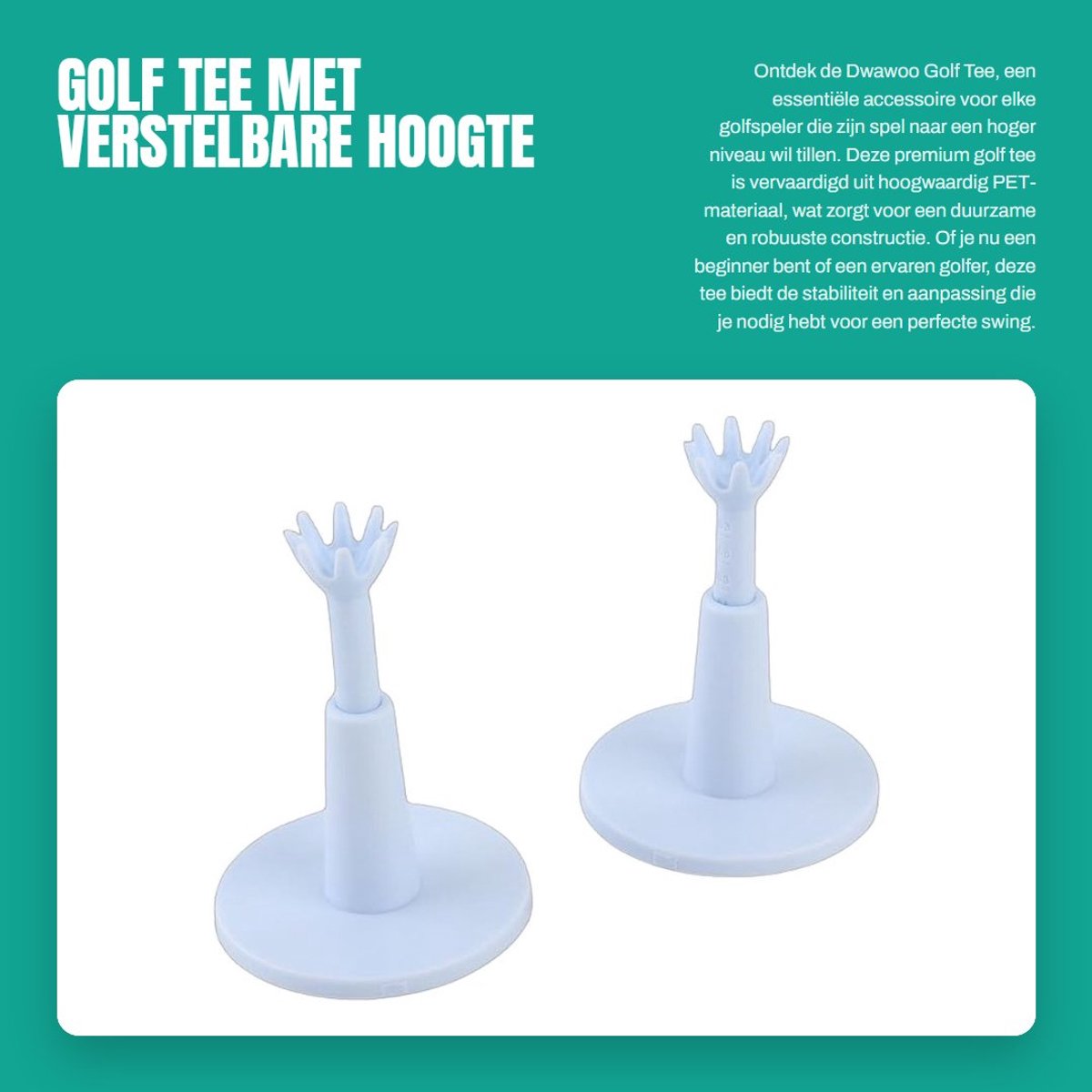 Dailygoods- Accessoires - Golf Tee - Verstelbare Hoogte 53-73 mm - T-base 53 mm - Duurzaam PET Materiaal - Lichtgewicht en Robuust - Golftee
