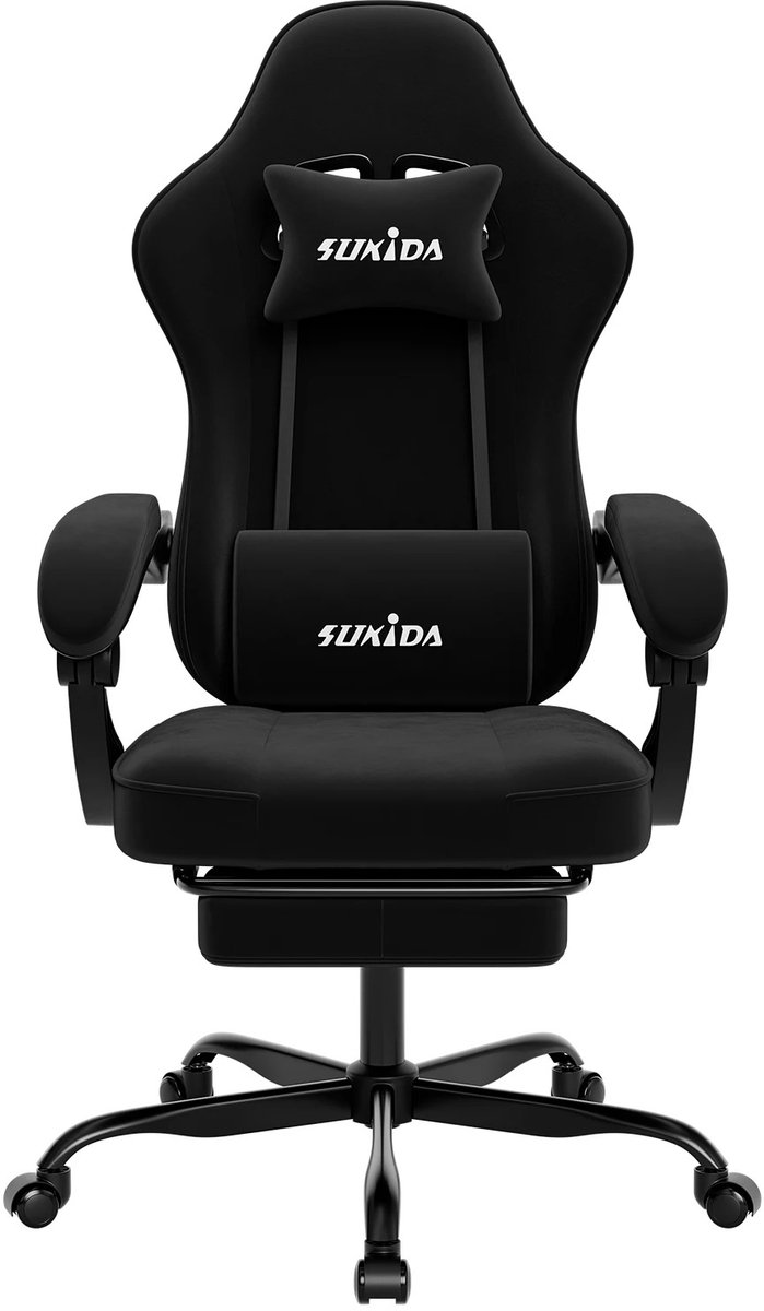 NordHaus Gamingstoel - PC Stoel - Racestoel Ontwerp - Verstelbare Rugleuning met Voetsteun - Zwart 120 kg