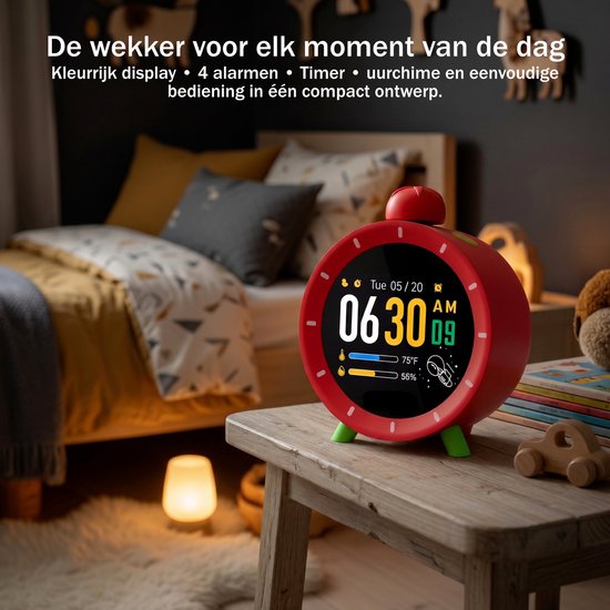 Inga® Kinder Wekker met Timer | Digitale Wekker Kind – 4 Alarmen | Luid Alarm | Visuele Timer | Kleurrijk Display | Voor School, Huiswerk & Routine van Inga — afbeelding 4