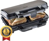Bestron Tosti apparaat - ASM90XLTG - 900W - Voor 2 tosti's - Anti aanbaklaag - Titangrijs - 5 jaar garantie
