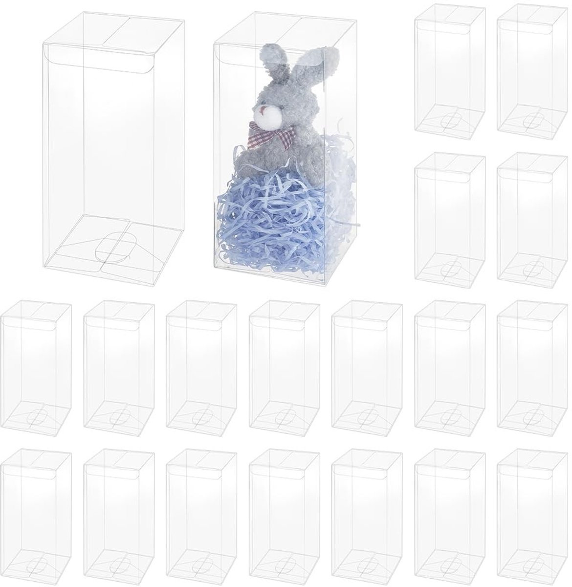 Dailygoods- Gunstdozen 20 stuks - Transparante PVC - 8x8x18cm - Rechthoekige Dozen - Doorzichtige Containers - Voor Feesten/Bruiloften - Geschenkdozen