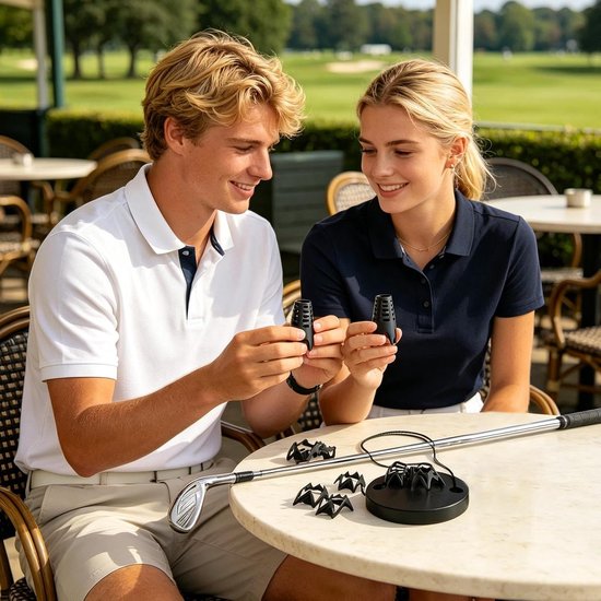 Golf Tees Set - Golfmat Houder - Golf Training - Veerkrachtige Bouw - 12 Hoge 12 Korte - Zwart van GOLF — afbeelding 4