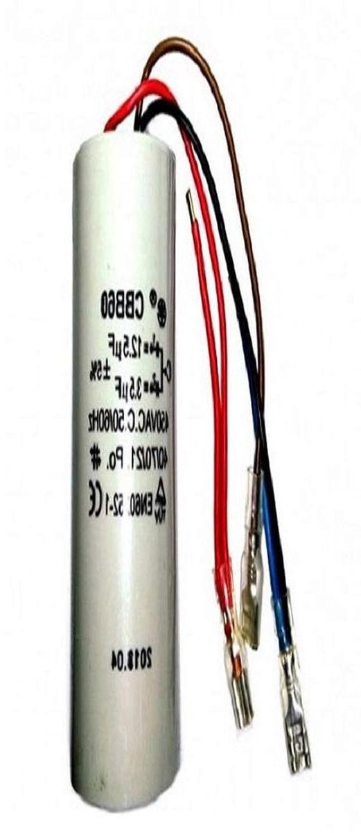 Condensator Fleskabel - 3-draads - Motor Koeling - Dubbele Capaciteit - 12.5 + 3.5 mF - Aluminium