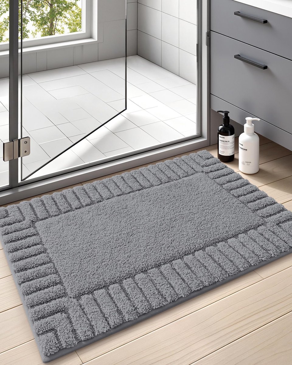 Dailygoods- Badmat Antislip 40x60cm - Wasbaar - Zacht - Absorberend - Veiligheidswaarschuwing - Huidvriendelijk Comfort - Badkamermat