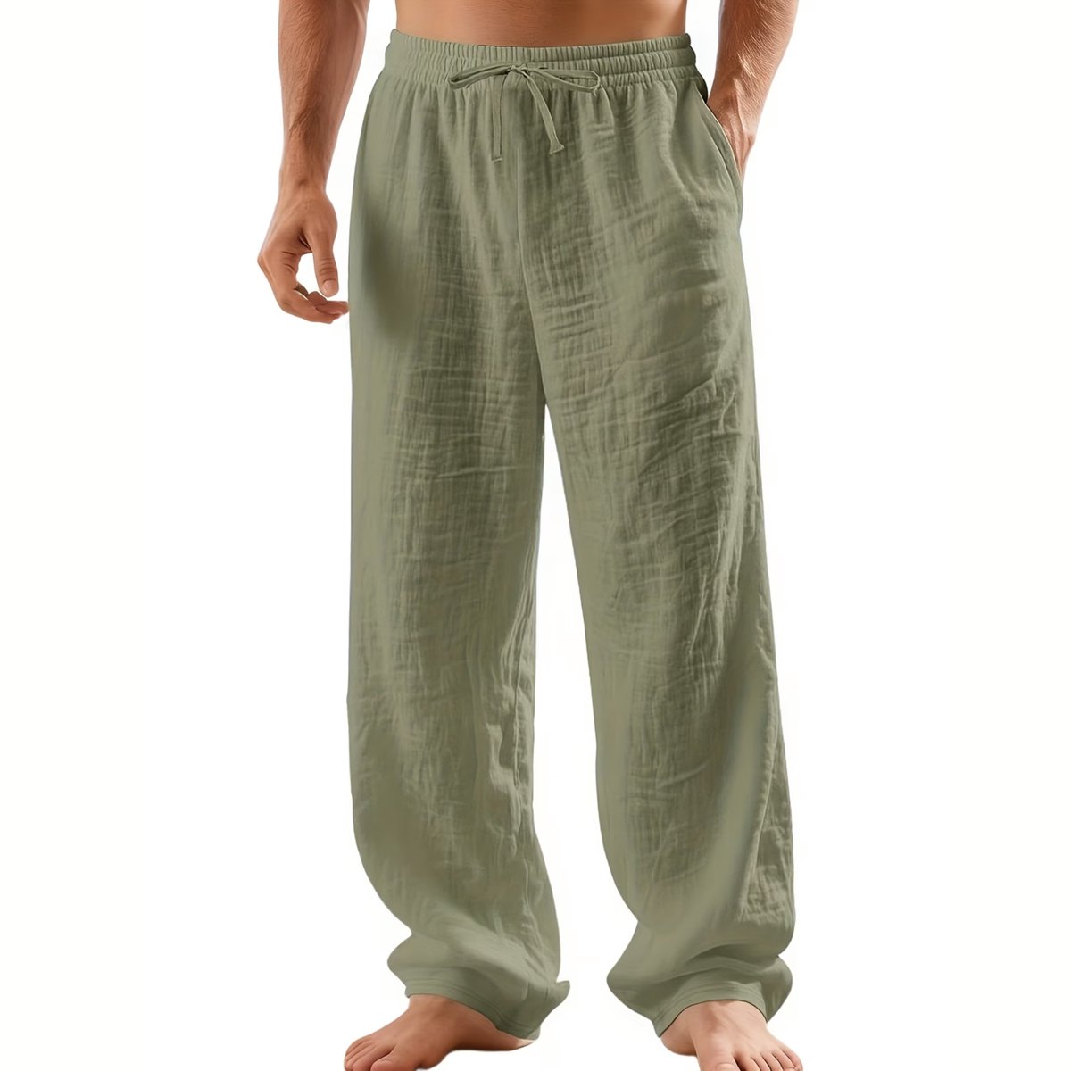 Currero Linnen Broek Heren - Zomerbroek - Volwassenen - Lange Broek - Pantalon - Strandbroek - Zomer - Ibiza Stijl - Varengroen XXL