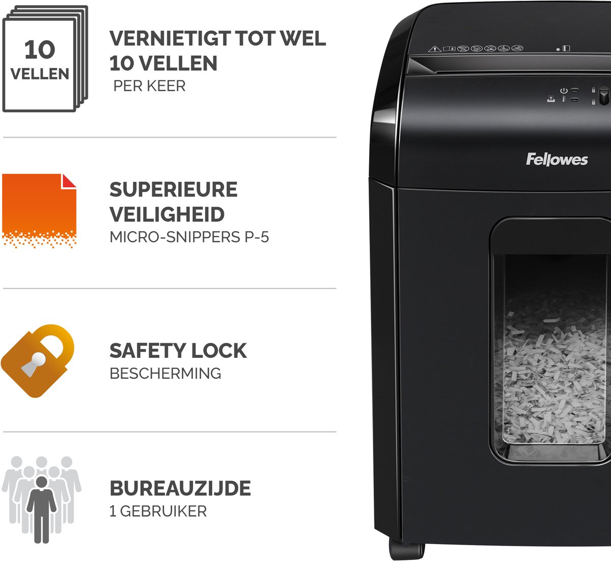 Fellowes Papiervernietiger 10M - Micro Cut P-5 thumbnail 3