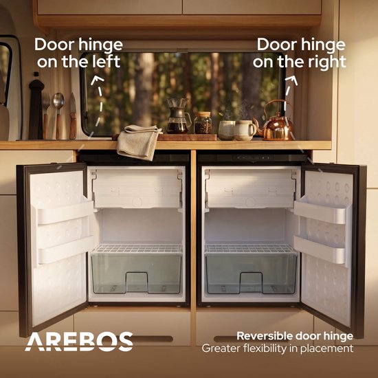 AREBOS Compressor Koelkast 65L 12/24V met Vriesvak -20°C voor Camper & Auto van AREBOS — afbeelding 3