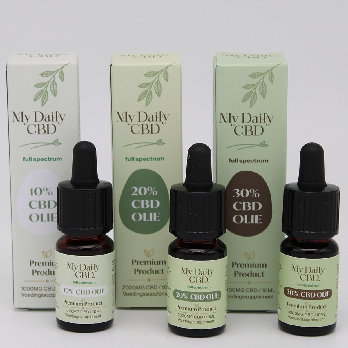 My Daily CBD olie Testset 10% + 20% + 30%. Full spectrum ( Geproduceerd in EU ) Veel gebruikt bij chronische pijn, stress klachten, angst klachten, neurologische klachten en voor betere slaap. Draagt bij aan een beter balans voor lichaam en geest.