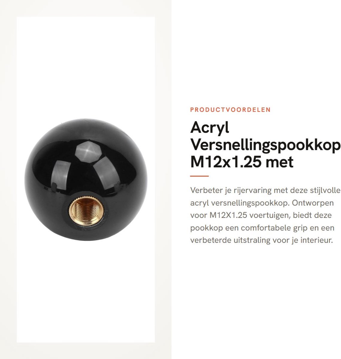 Dailygoods - Acryl Versnellingspookkop M12x1.25 met Adapters