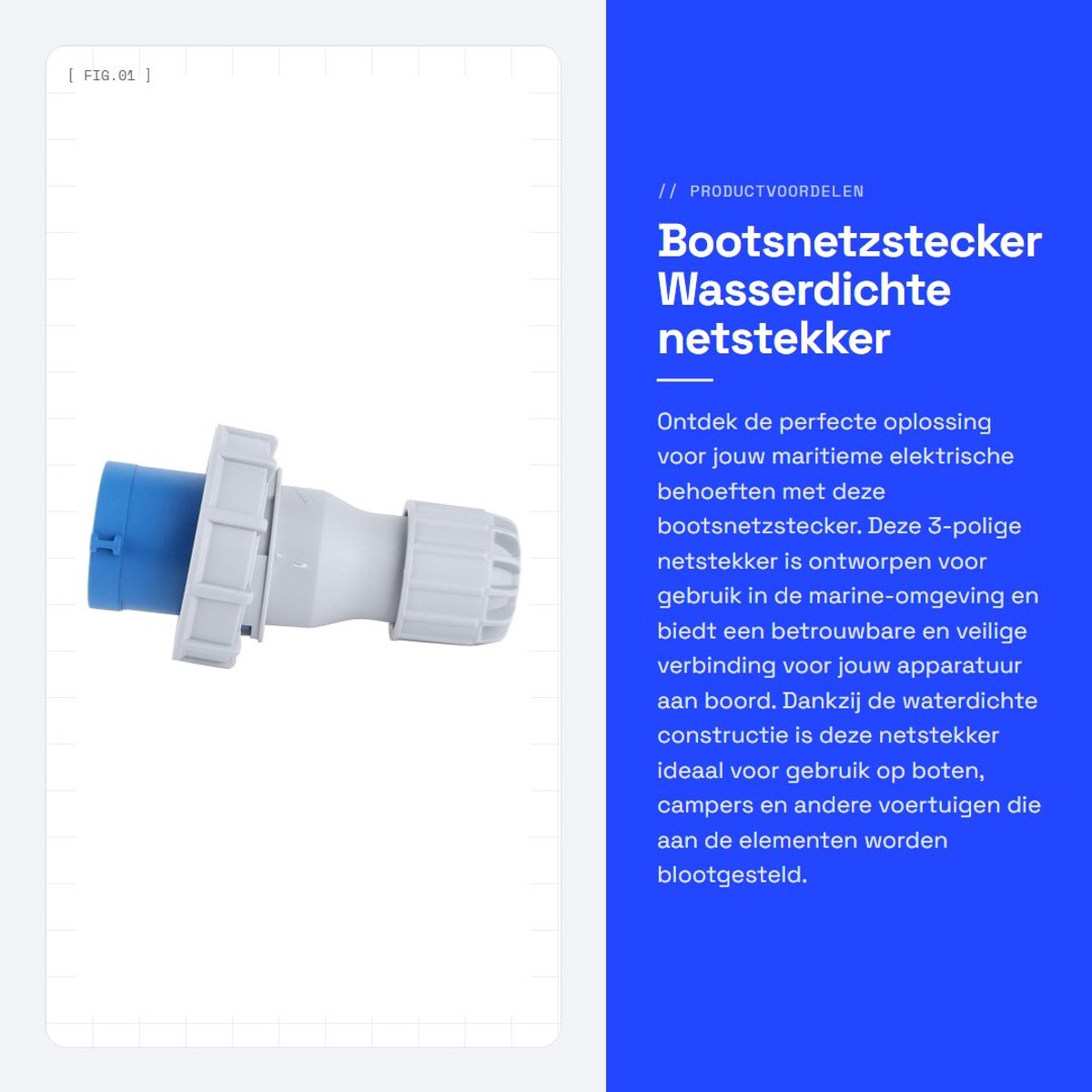 Dailygoods - Bootsnetzstecker - Wasserdichte netstekker - Geschikt voor Marineboot - 3-polige netaansluiting - Ideaal voor Yath RV