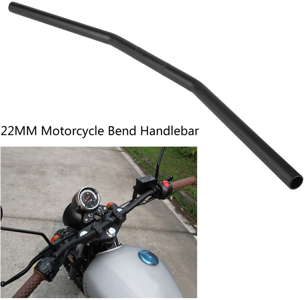 Dailygoods- Motorfiets Handvat - Retro 22 mm - Zwart - Stuur - Gevouwen - IJzer - Eenvoudig te installeren - Motorstuur