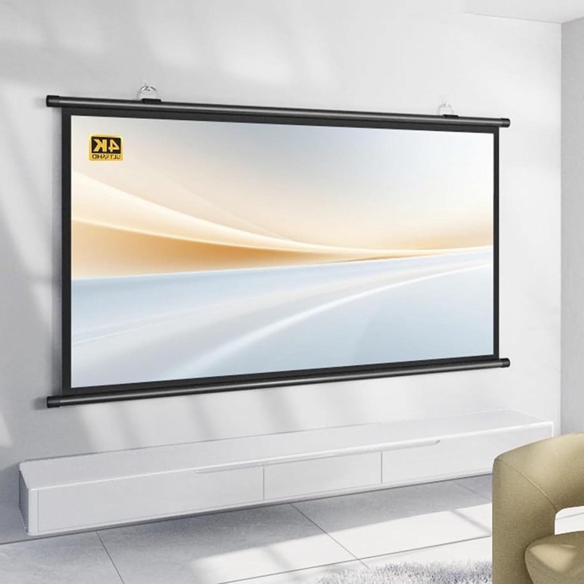 Projectiescherm Handmatig - Filmscherm Beamer - Thuisbioscoop Creëren - Kreukvrij HD Beeld - 72 inch - Wit