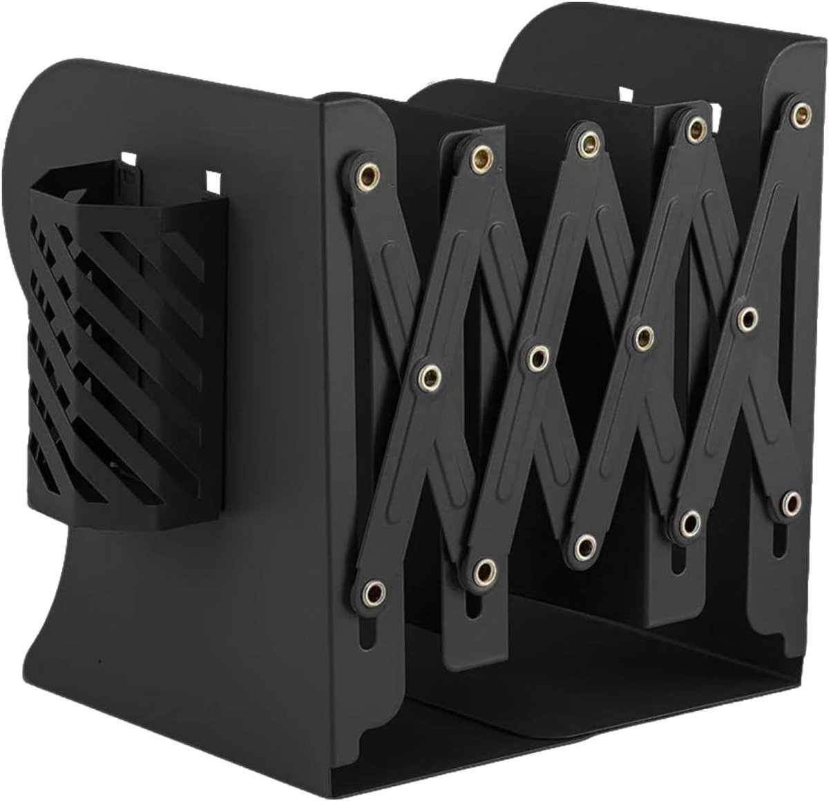 Boekenkast voor bureau - Boekenstandaard organizer - Bureau organiseren - Met penhouder - 15x10x19 cm - Zwart