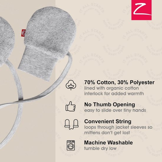 Baby Fleece Mittens - Baby Wanten - Baby Warm Houden - Zachte Fleece - 13.72 x 9.14 cm - Grijs — afbeelding 4