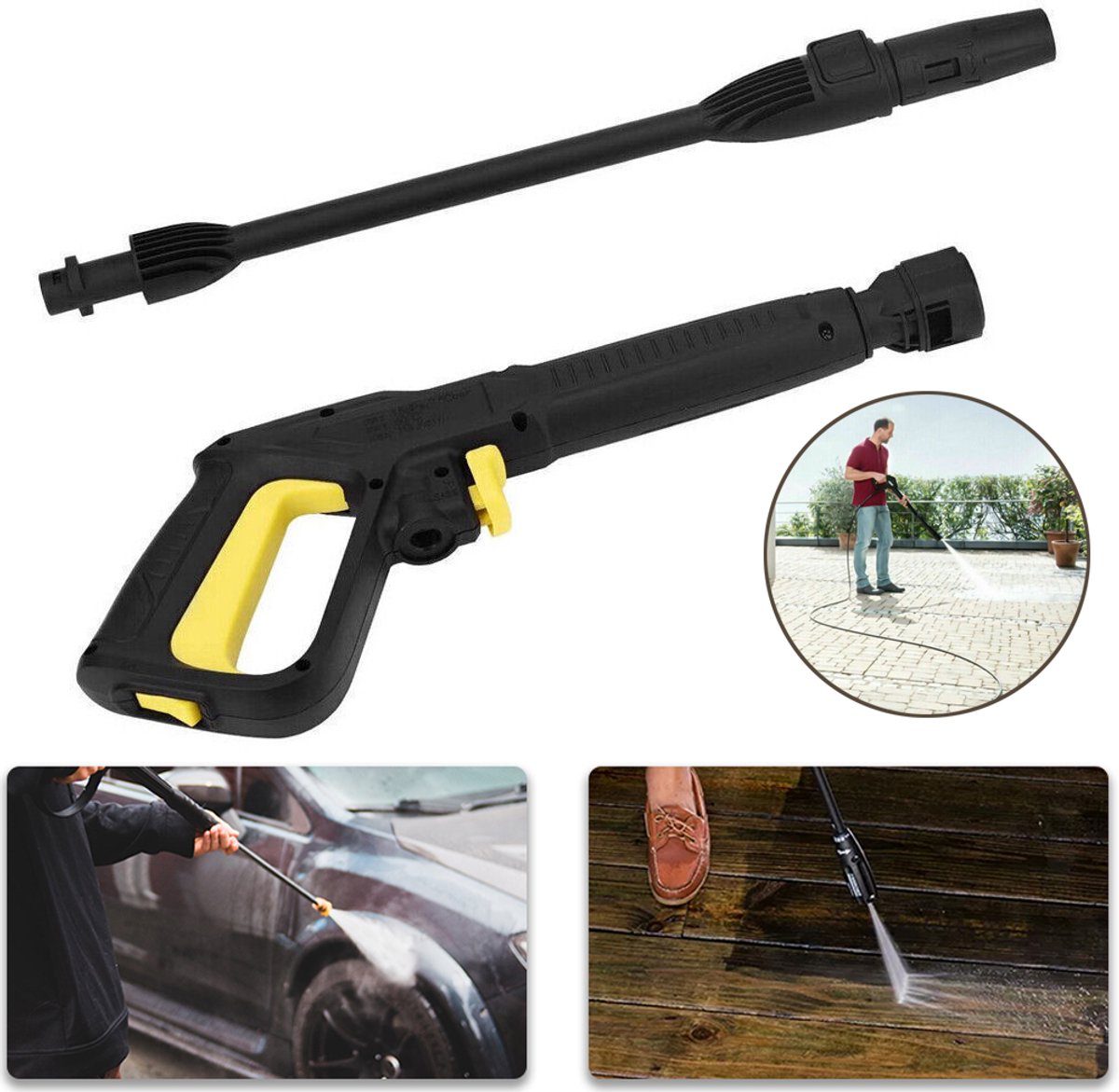 150Bar Hogedrukspuitpistool Met Trekker - Autowaslans Met Trekkerpistoolset - Hogedrukreiniger Spuitpistool Accessoire - Voor Karcher K2 K3 K4 K5 K6 K7