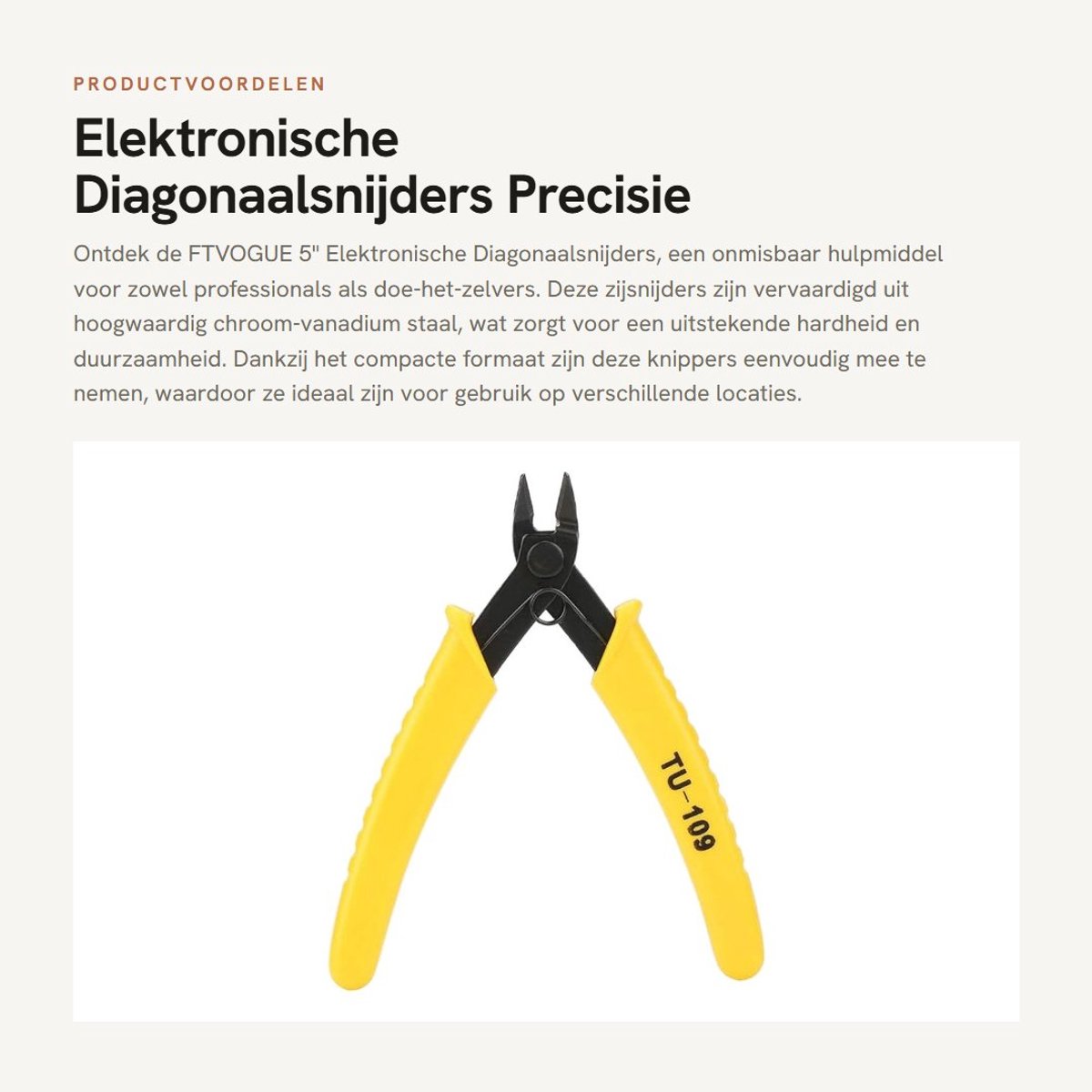 Dailygoods - Elektronische Diagonaalsnijders - Precisie Kabel Cutter - Handgereedschap - 5 inch - Voor nauwkeurig snijden - Geschikt voor kabels - Blauw