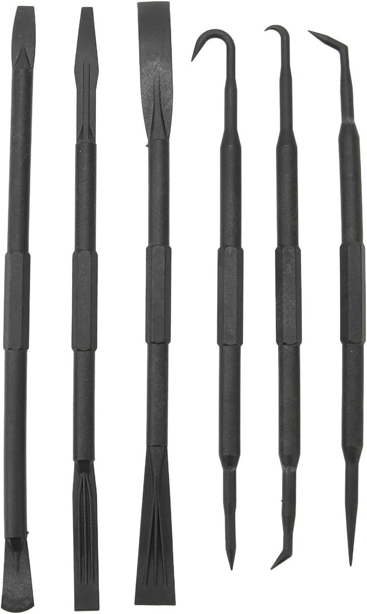Set van 6 Dual End Pry Hooks en Non-Marring Pick en Pry Bars met Lang Slim Spiegel voor Moeilijk Bereikbare Plaatsen