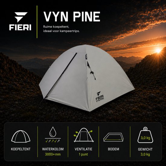 Fieri VYN Pine Cooldome Koepeltent - 2 Persoons Tent - Ruim & Waterdicht — afbeelding 3