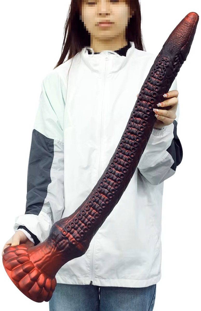 Rode Siliconen Fantasie DIldo - Lang 65 Cm - Diameter 9 cm
