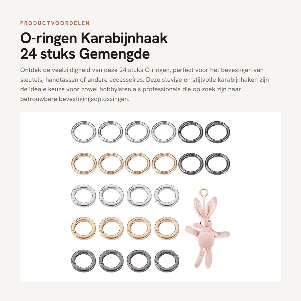 Dailygoods- Karabijnhaak 24 Stuks - Ronde Veerpoortringen - Zinklegering - Gemengde Kleuren - 7 Gauge - 5 Gauge - Ideaal voor Sleutelhangers - Veerpoortring