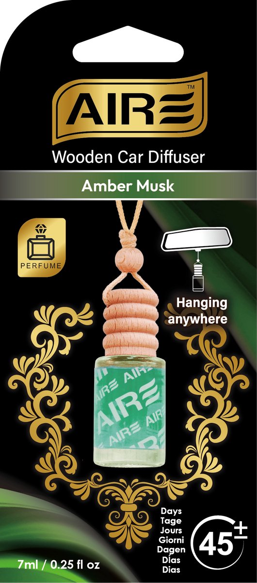 AIRE Luchtverfrisser AMBER MUSK Perfume bottle/wood. werkt ca 45 dagen