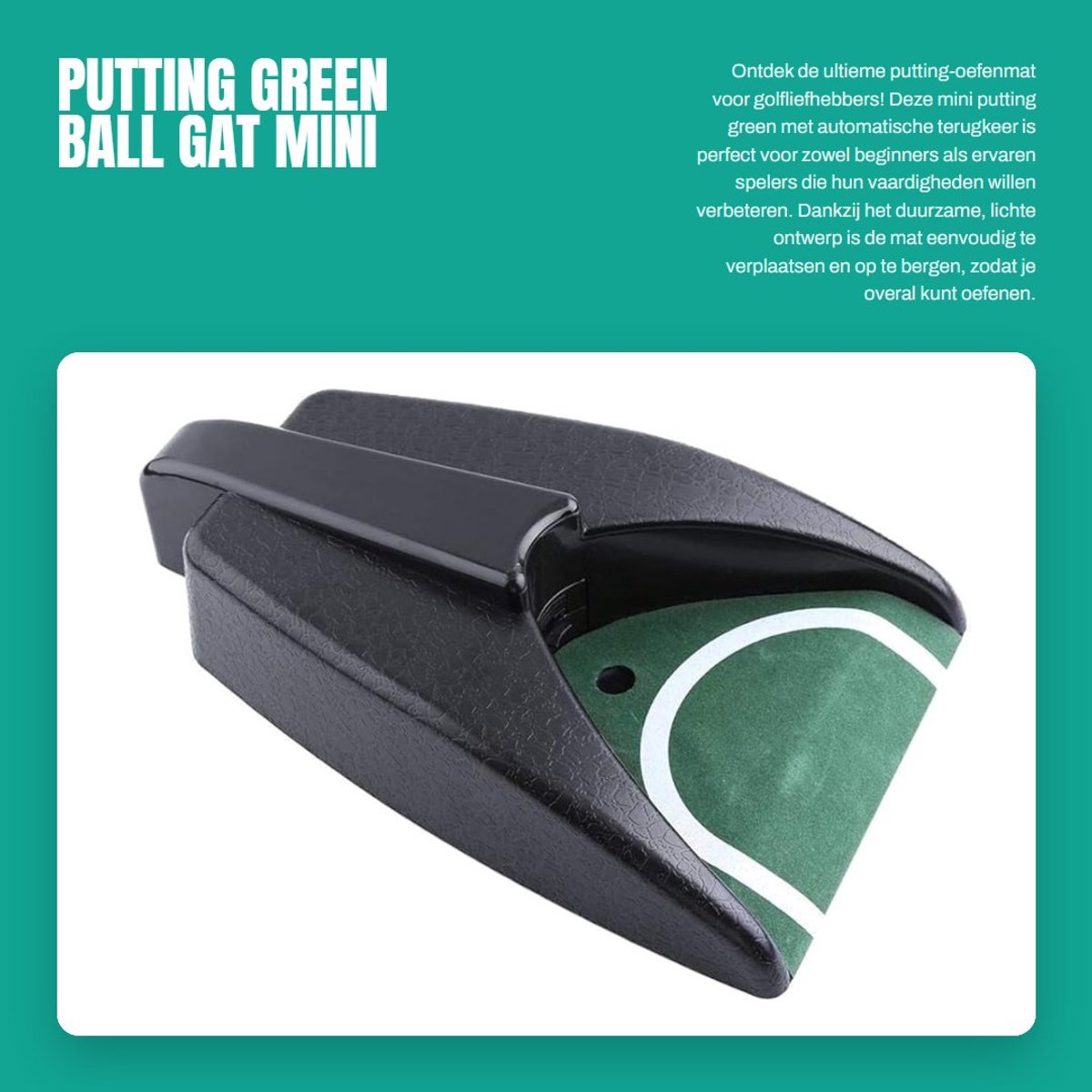 Dailygoods- Putting Green - Automatische Putting Mat - Mini Oefenmat - Duurzaam Kunststof - Lichtgewicht - Simuleerd Groen Oppervlak