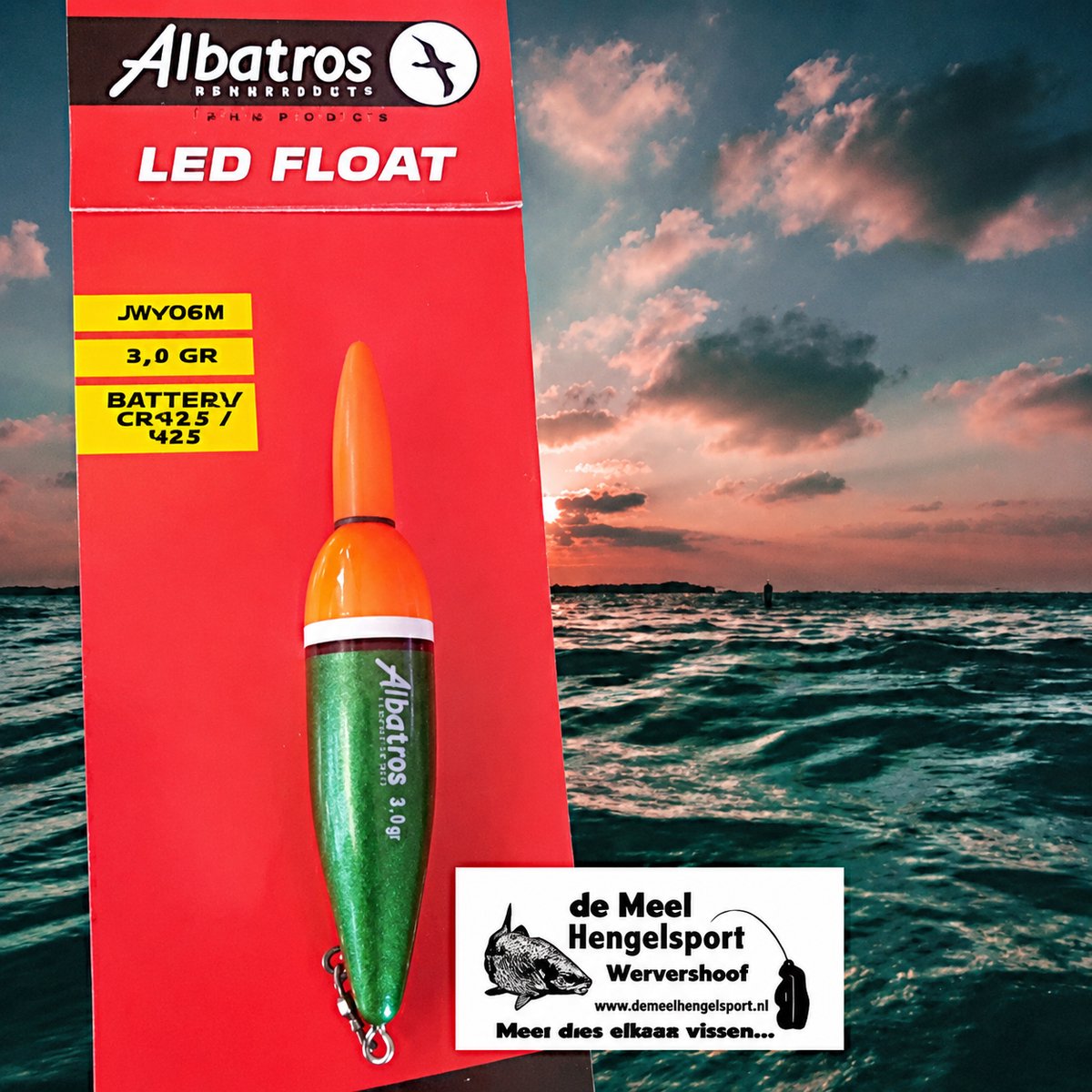 Albatros LED Float Jayden batterij dobber 2,5 gram voor avond- en nachtvissen