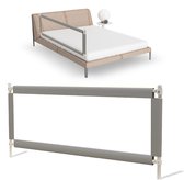 Barrière de lit HeppieBabie - Extra Longue 150 CM - Ajustable - Grijs avec filet de sécurité - Bord de lit - Barrière de lit - Support de lit