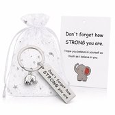 Hypify Porte-clés Éléphant avec Carte et Pochette Cadeau – "Don't Forget How Strong You Are" – Cadeau de Motivation