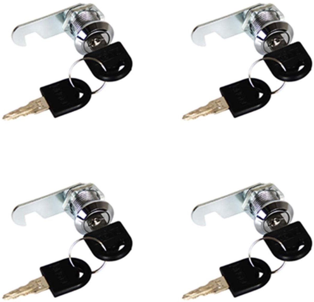 Dailygoods- Veiligheidsslot 30 mm - 4 Stuks - Kastlade Beveiliging - Brievenbussloten - Unieke Sleutels - Hoogwaardige Beveiliging - Slot