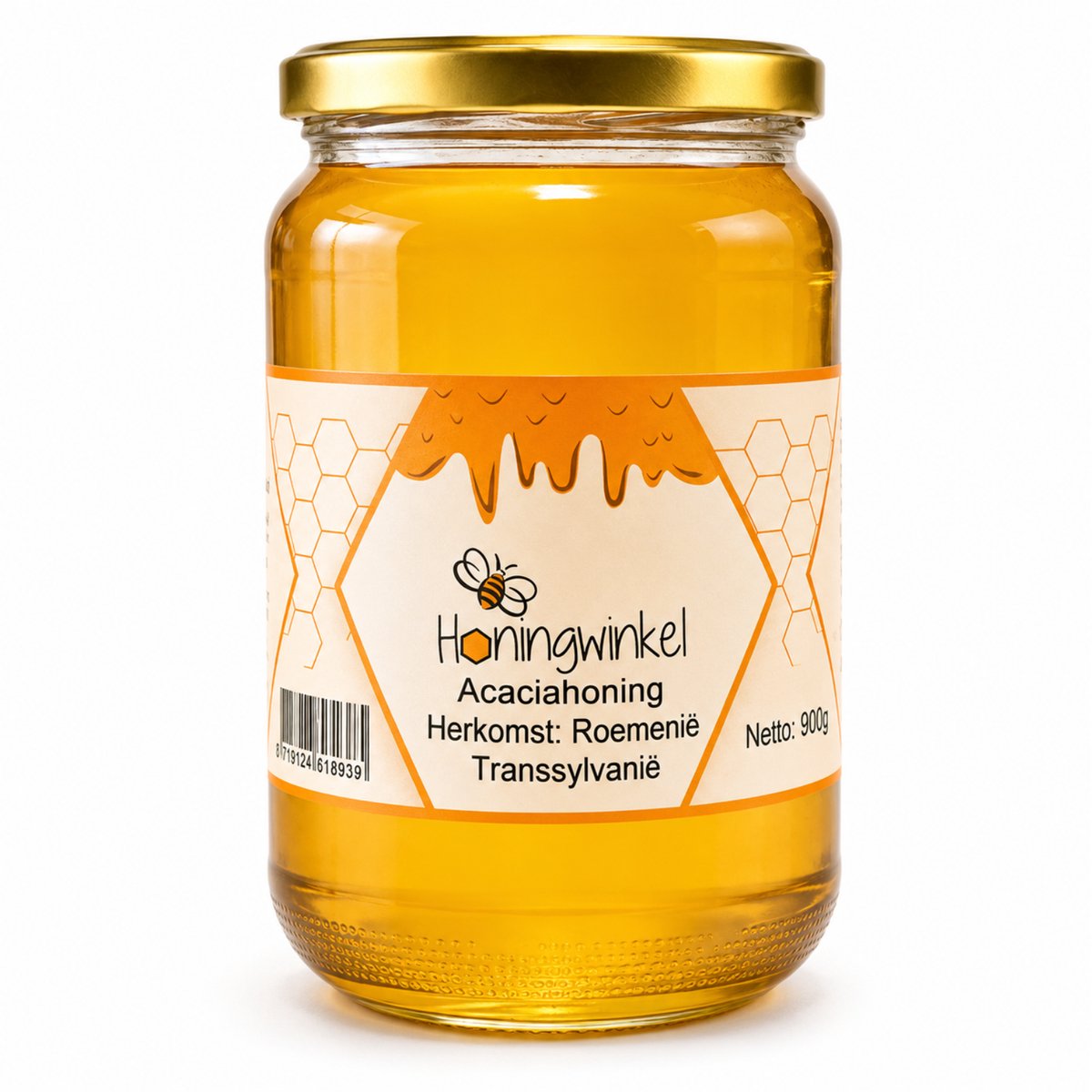 Acaciahoning 900g Roemenië Honingwinkel (vloeibaar)