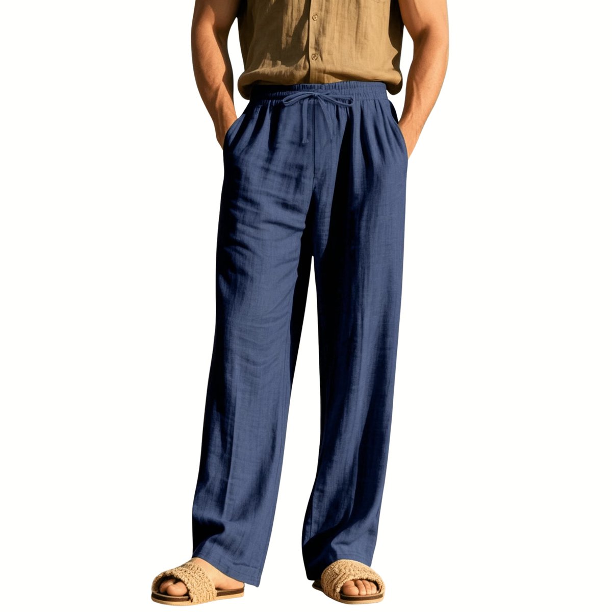 Currero Linnen Broek Heren - Zomerbroek - Volwassenen - Lange Broek - Pantalon - Strandbroek - Zomer - Ibiza Stijl - Marineblauw XXXL