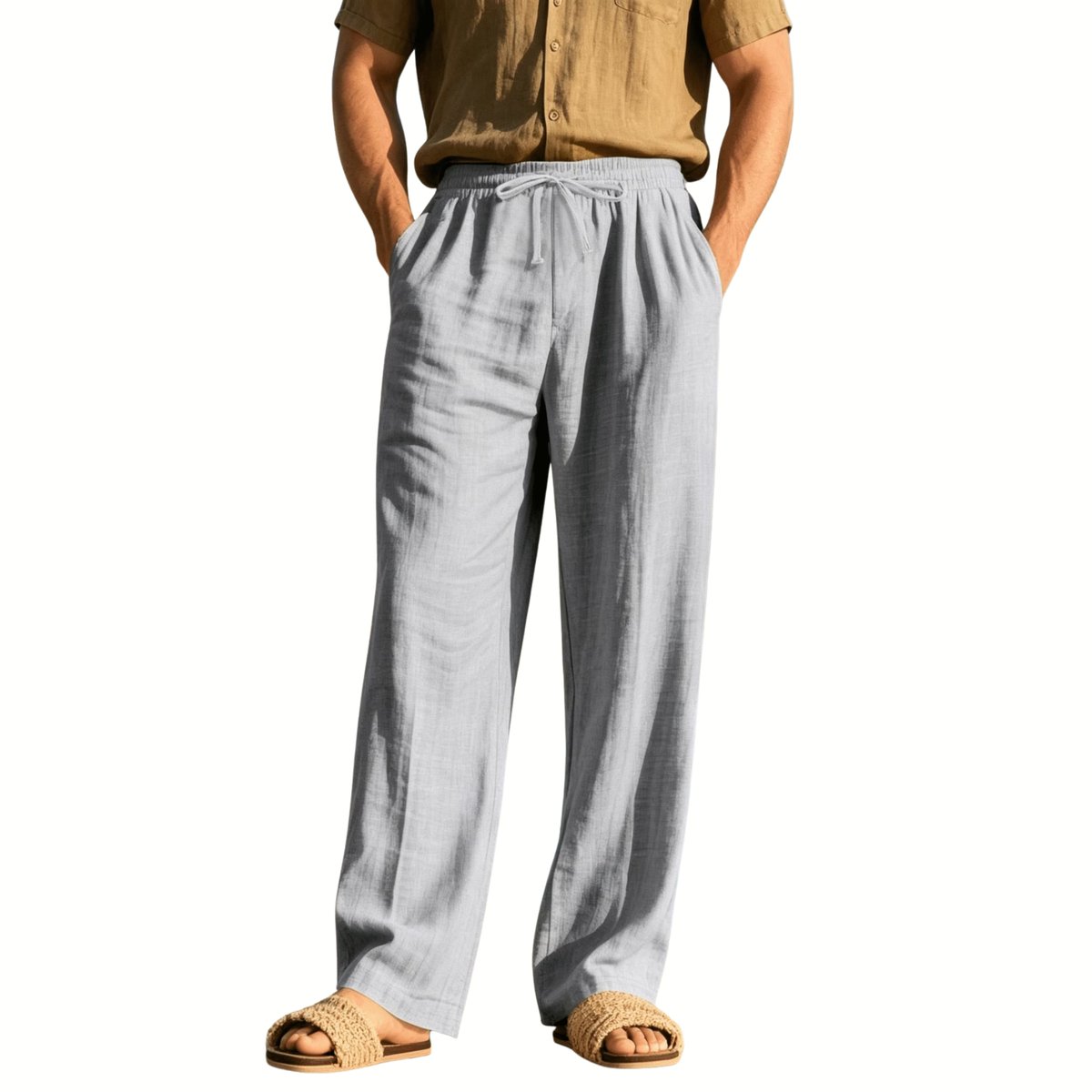 Currero Linnen Broek Heren - Zomerbroek - Volwassenen - Lange Broek - Pantalon - Strandbroek - Zomer - Ibiza Stijl - Grijs M