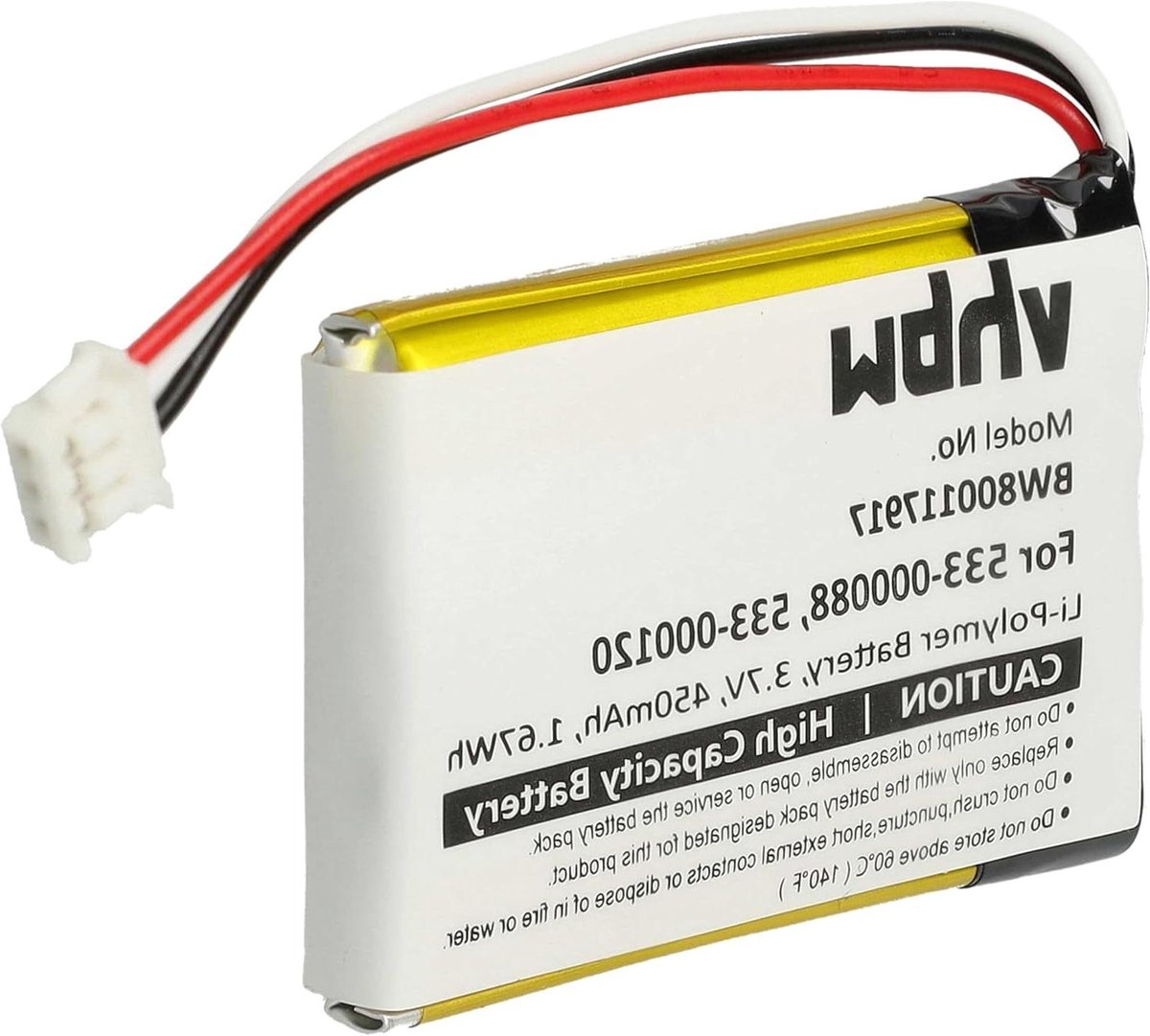 Vervangende Muis Batterij - Oplaadbare Accu - Draadloze Muis Gebruik - Hoge Capaciteit 450mAh - 3.7V Li-Poly - Zwart