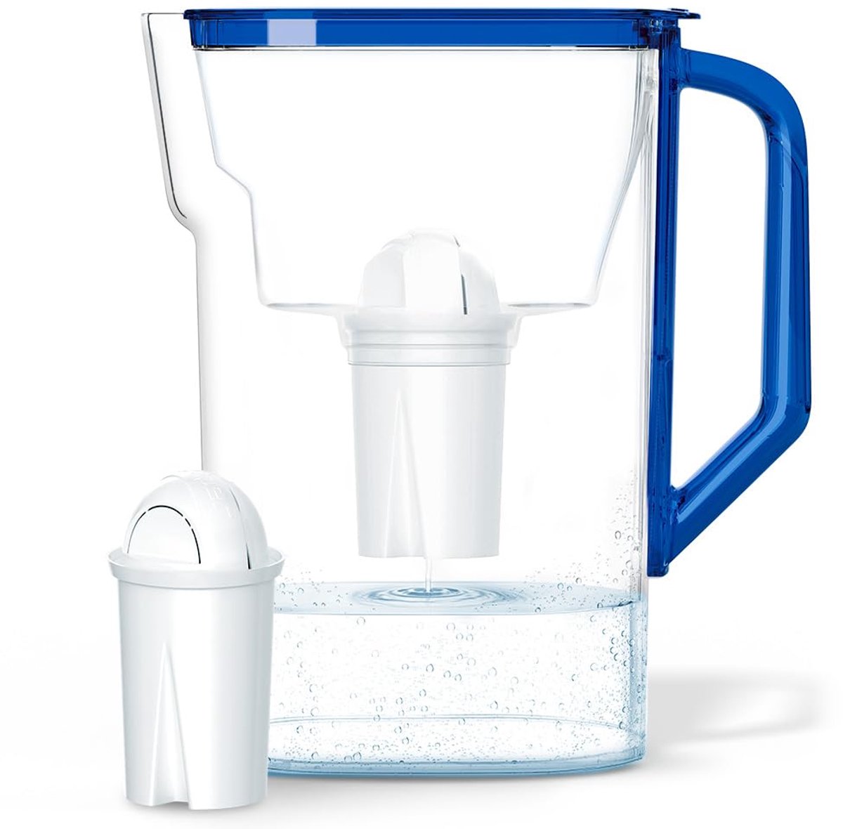 SnelShoppen - Waterfilterkan 2.7L met Teller | Vervangfilter voor Standaard Brita en Dafi Classic | Vermindert Chloor en Lood | Blauw Waterfilterkan m