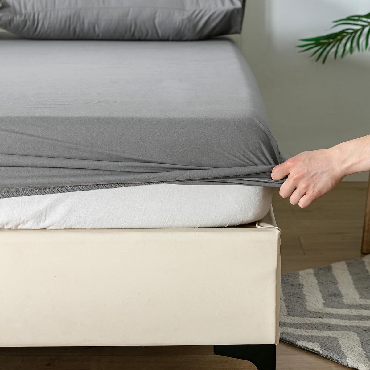 SnelShoppen - Fitted Sheet 120x200 cm, Microfibre Bed Sheet met 30 cm Diepe Hoeken, Grijs, Perfect voor Matrassen tot 30 cm Hoog
