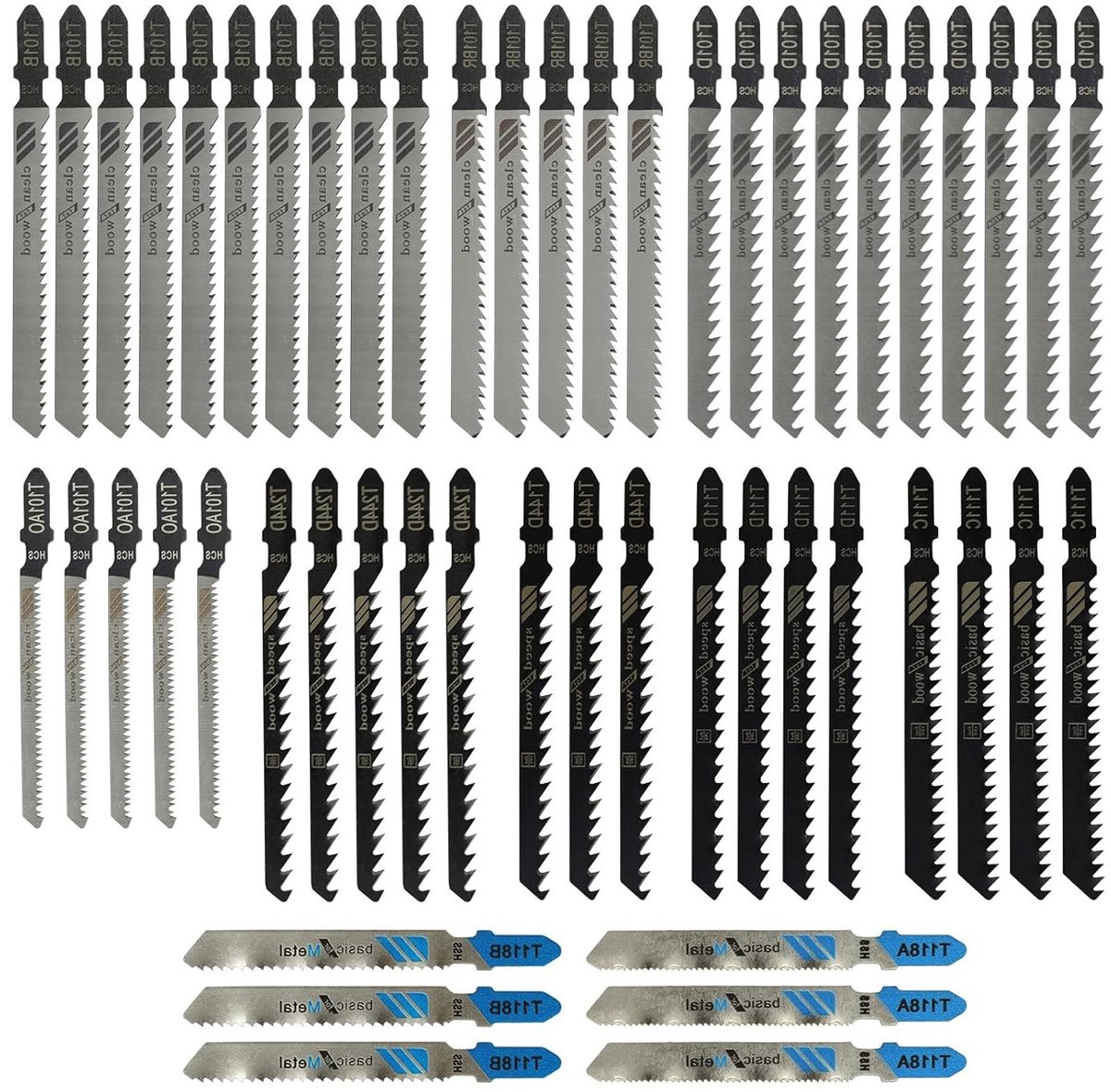 Professionele Jigzaag Bladen Set met 52 Stukken, Geschikt voor Hout en Metaal, Inclusief T-Shank en Opbergdoos