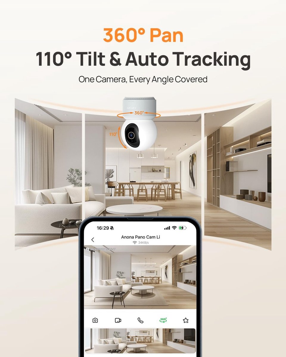 SnelShoppen - 4K HD Beveiligingscamera - 360° Binnen Camera - WiFi 6 - Personen/Dier/Baby Herkenning - Twee-Weg Audio - Privacy Modus - Set van 2