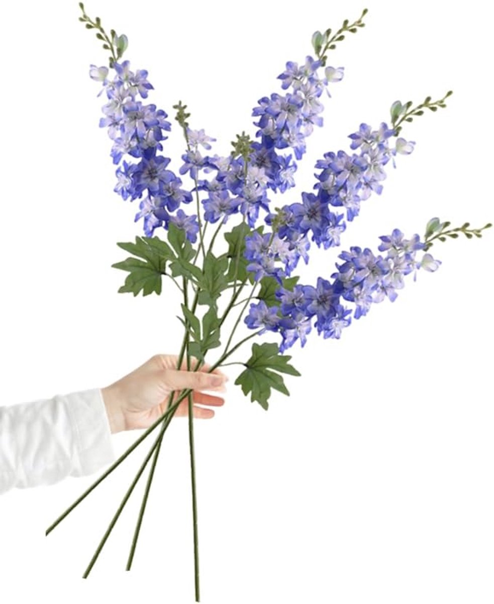 SnelShoppen - 4 Stuks Blauwe Kunstbloemen - 84cm Lange Stelen Delphinium Zijde Bloemen voor Hu decorations, Bruiloften, Feest, Tafel Decoratie