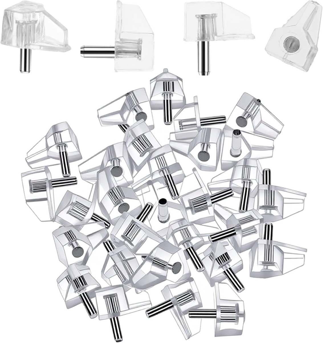 SnelShoppen - Pack van 30 3 mm Transparante Plankdragers, Stevige Steunen voor Planken, Ideaal voor Kasten, Meubelprojecten en Vervangingen
