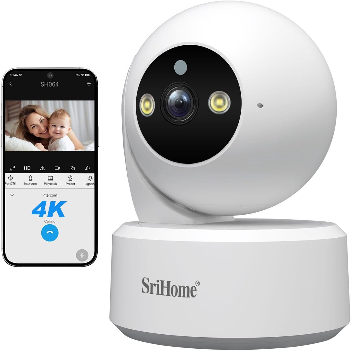 SnelShoppen - 8MP PTZ IP Camera met 4K Resolutie, WiFi, Nachtzicht, Mensdetectie, 2-Wege Audio en Privacy Bescherming voor Baby- en Huisbewaking
