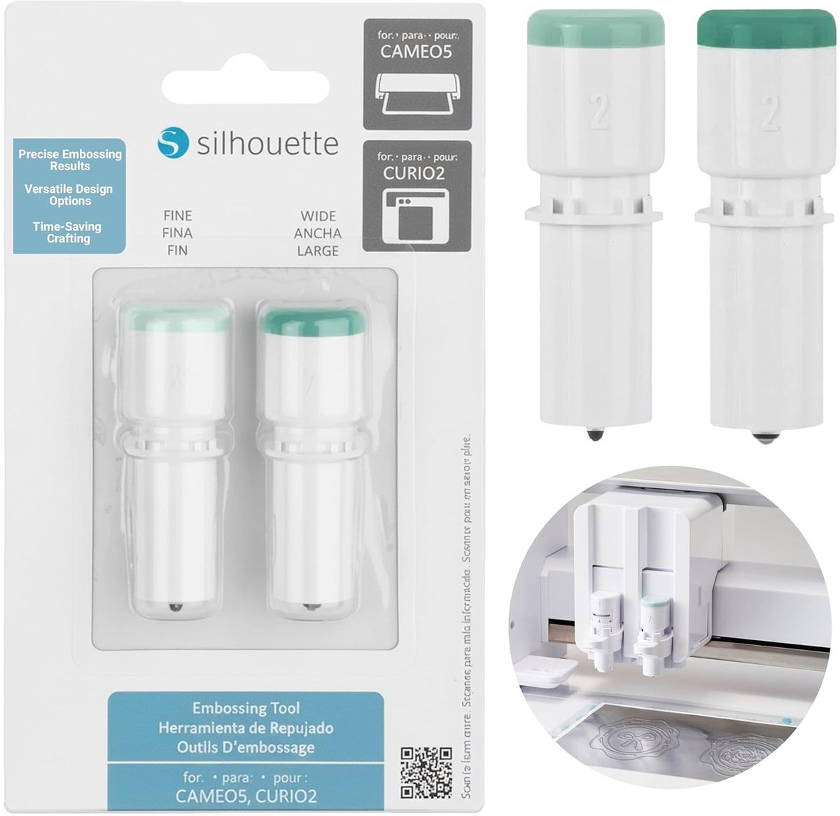 SnelShoppen - Set van 2 Relief Tools voor Silhouette Cameo 5 en Curio 2 - Embossing Gereedschap voor Papercraft, Creatief Knutselen, Zacht Papier, Spe