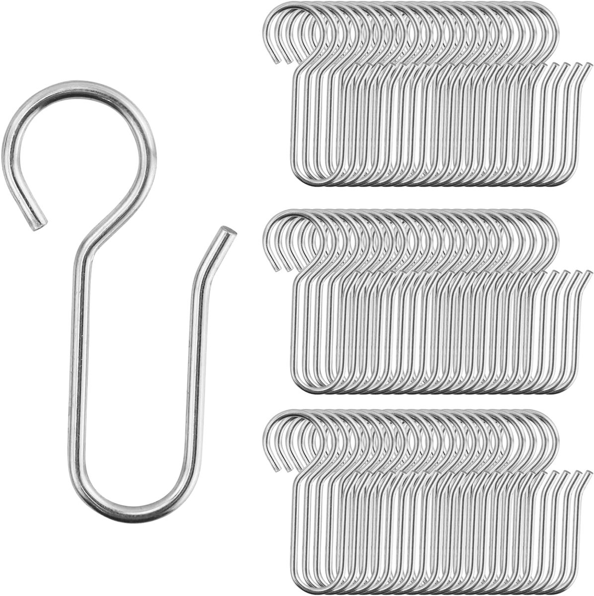 SnelShoppen - 66 Pcs Curtain Hooks 3.5cm - Silver Metal Curtain Hooks voor Rails, S Haken, Ideaal voor Kabel Tension Systems en Kabel Clamp Fixtures