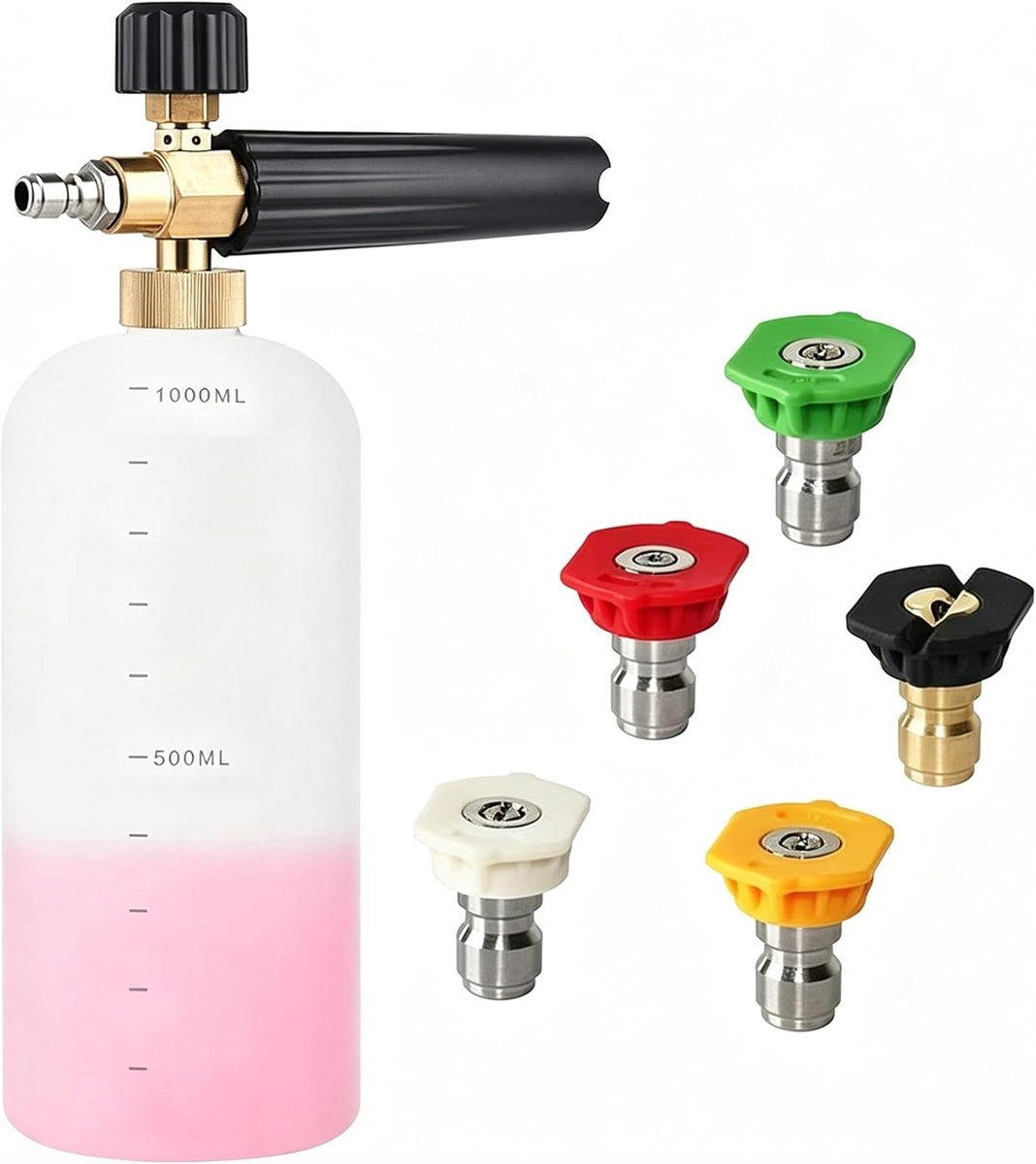 SnelShoppen - High Pressure Washer Foam Cannon 1L - Verstelbare Jet Wash met 1/4" Quick Release, Snow Foam Lance Soap Dispenser voor Auto Wassen, Tuin