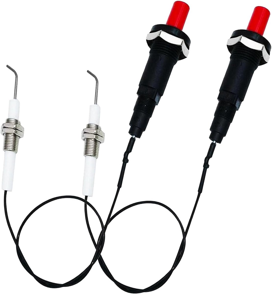 SnelShoppen - Piezo Ontstekingsset voor Gasbarbecue en Range Spoker, Set van 2 - 30 cm Draad, 18 kV, Ideaal voor Tuin, Camping en Feesten