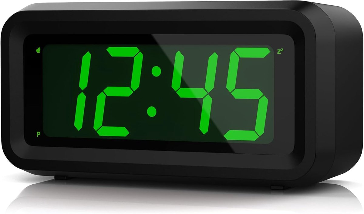 SnelShoppen - Draadloze Digitale LED Wecker met Groot 1.2" Tijd Display, Batterij Aangedreven, Ideaal voor Thuis, Kantoor, Camping en Reizen - Groene