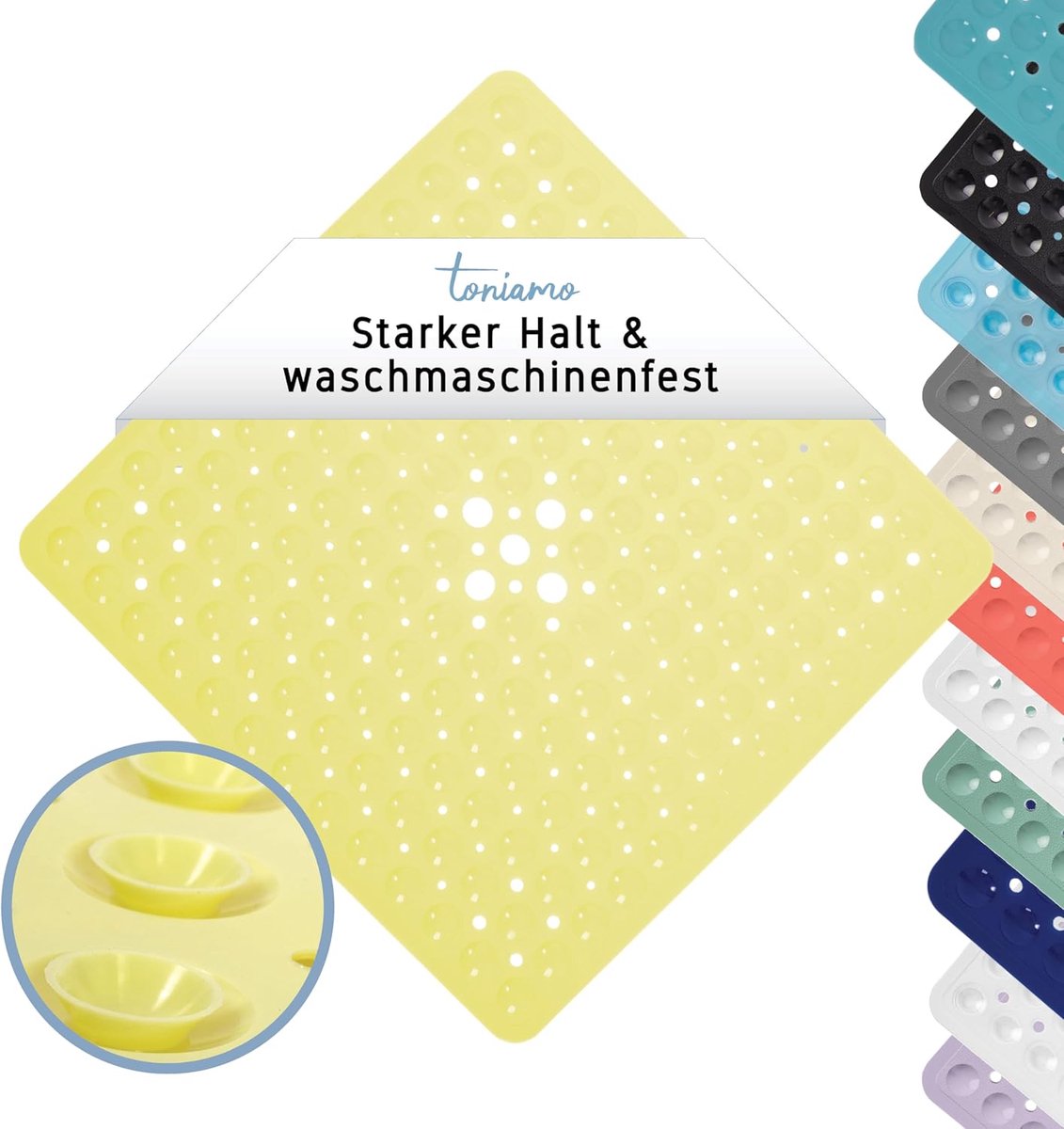 SnelShoppen - Antislip Douchematt 53 x 53 cm Vierkant Antibacterieel en Machinewasbaar Douchematt BPA Vrij Lemon - Veilig en Comfortabel Douchen